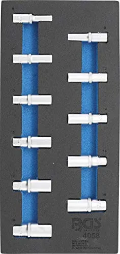 BGS Werkstattwageneinlage 1/3: Steckschlüssel-Einsätze Sechskant 10 mm - Werkzeug-Sets mit robustem Steckschlüssel aus Chrom-Vanadium-Stahl, ideal für präzise Arbeiten in der Werkstatt.