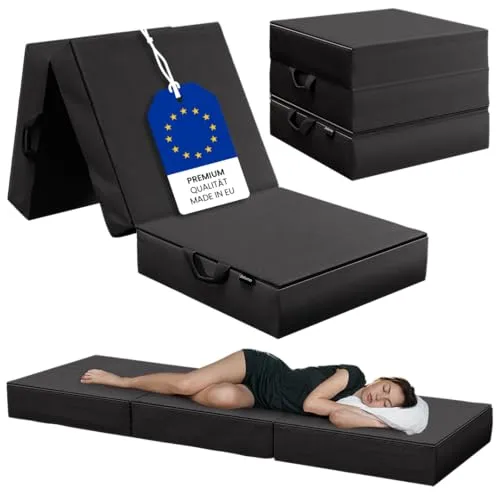 Bellamio Klappmatratze Lomme, faltbare Gästematratze 15cm - Matratzen: 3-fach faltbar, extra dick mit waschbarem Bezug und Tragegriffen – ideal für Gäste und Reisen, auch als Sitzhocker nutzbar.