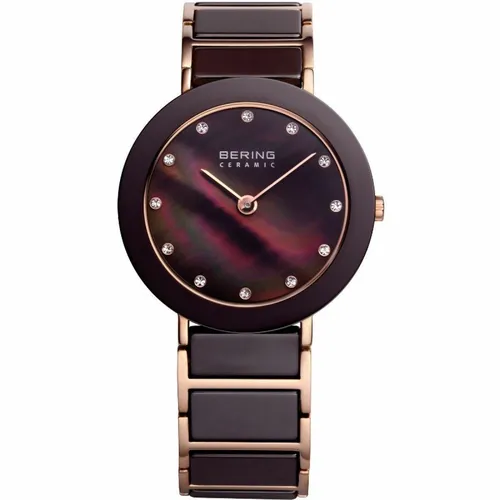 BERING Damen Quarz Uhr 35mm - Elegante Armbanduhr mit Saphirglas - Armbanduhren für Damen mit minimalistisch-dänischem Design, kratzfestem Saphirglas und hochwertigem roségoldenen Edelstahlgehäuse. Ideal als einzigartiges Geschenk!