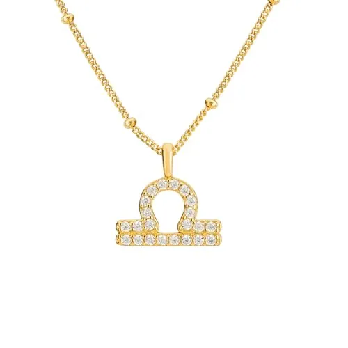 Brandlinger ® Sternzeichen Halskette Damen Silber 925 - Ketten für Damen, handmade mit 18K Vergoldung und Zirkonia Steinen, verstellbare Länge 45-50cm – das perfekte Geschenk für Frauen und Mädchen.