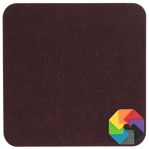 Design Filz Untersetzer eckig - 10x10cm in Burgund für Glas, Getränke, Bar, Tasse, Vase