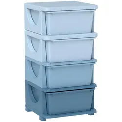 Homcom Aufbewahrungsboxen in Blau - Praktische Aufbewahrungsboxen für Kinderzimmer mit vier geräumigen Schubladen, kindgerechtem Design und abgerundeten Kanten für Sicherheit. Ideal für Spielzeug, Kleidung und mehr – Ordnung war noch nie so einfach!