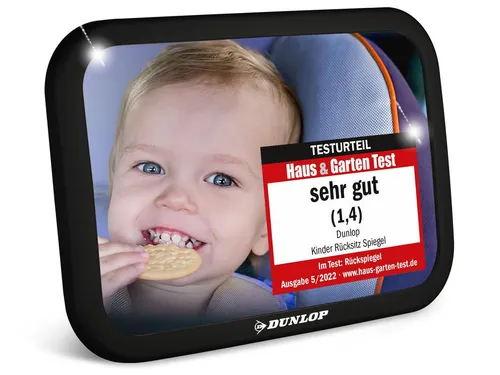 Dunlop Babyspiegel Spiegel Auto Baby Rücksitzspiegel, Bruchsicherer Rückspiegel 360 grad für alle Fahzeugtypen