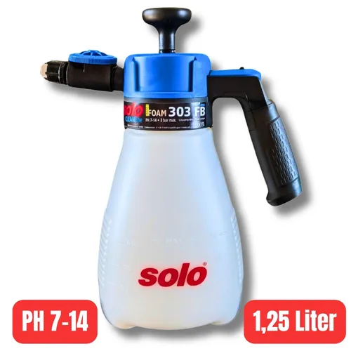 Solo CLEANLine 303 FB Schaumsprüher - Gartensprühgerät mit chemikalienresistenter Flachstrahldüse und flexiblem Saugschlauch für müheloses Arbeiten über Kopf. Ideal für alkalische Reiniger im pH-Bereich 7-14.