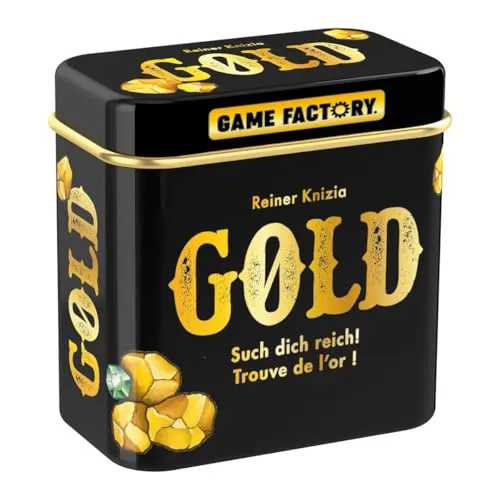 Game Factory 646252 Gold, Mini-Kartenspiel in handlicher Metalldose, ab 6 Jahren, ideal als Reisespiel oder Geschenk, für 2 bis 5 Spieler