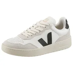 VEJA V-90 Sneaker Schwarz/Weiß 39 EU - Sportlicher Stil - Modischer Sneaker in Größe 39, gefertigt aus hochwertigem Leder und Veloursleder. Ideal für den Alltag, kombiniert Komfort und ein lässiges Design.