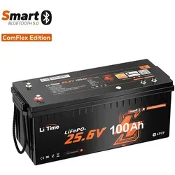 LiTime 24V 100Ah Smart ComFlex LiFePO4 - Bluetooth & Victron-kompatibel - Hochwertige 24V Lithiumbatterie mit smarter App-Steuerung. Ideal für Wohnmobile und Off-Grid-Systeme. Robustes Design mit über 4000 Ladezyklen und einfacher Victron-Integration.