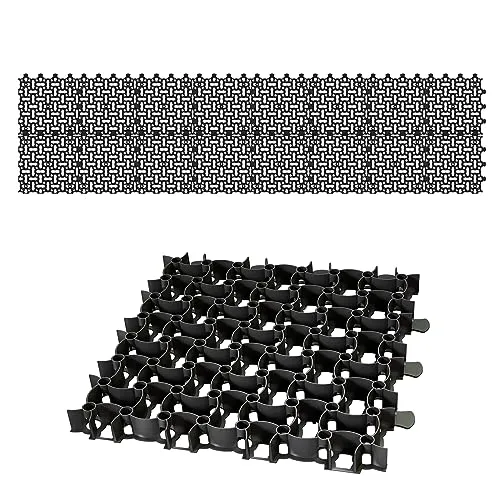 BigDean Rasengitter Paddockplatte SCHWARZ 50x50 cm - Rasenkanten aus Kunststoff für optimale Rasen- und Kiesstabilisierung. Tragkraft bis zu 16 T/m², ideal für Parkplätze, Spielplätze und Grünflächen. Einfache Anbringung mit sicherem Knüpfsystem.