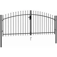 vidaXL Doppelflügel Zauntor mit Speerspitzen 3 x 1,25 m Schwarz