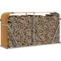 vidaXL Kaminholzunterstand Holzoptik 180x45x100 cm - Aschesauger für Kaminholz, stabiler verzinkter Stahl sorgt für Langlebigkeit und Schutz vor Wetter, ideal zur ordentlichen Aufbewahrung von Brennholz im Garten.