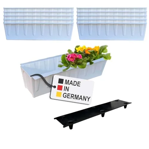 Blumenkasten Pflanzkasten 10er-Set Weiß für Europaletten - Garten-Zubehör: 10er-Set rechteckige Blumenkästen aus langlebigem Kunststoff, ideal für eine Vielzahl von Pflanzen wie Kräuter und Blumen, perfekt für Innen- und Außenbereiche.