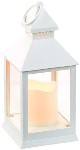 Lunartec LED Grablicht mit Timer: Laterne mit flackernder LED-Kerze und Timer, Batteriebetrieb, weiß (Grablicht mit Batterie und, Elektrische mit, Kerzen Laternen)