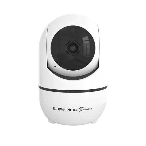 Superior Electronics iCM001 – HD 1080p WiFi Innenüberwachungskamera mit Nachtsicht - Überwachungskamera mit 1080p HD für klare Bilder und 360° Drehung; ideal für Zuhause oder Büro, mit intelligenter Bewegungserkennung und bidirektionalem Audio.