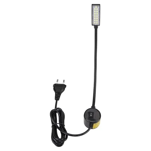 Nähmaschinen leuchte, 15 LEDs Flexible Schwanenhals-Arbeitsleuchte mit Magnetfuß für Studiodrehmaschinen, Bohrmaschinen, Werkbänke(EU-Stecker)