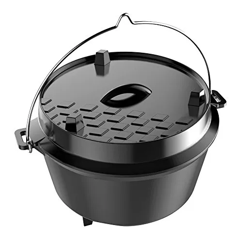 tepro Dutch Oven Größe L - 12L Gusseisen Kochtopf mit Henkel, ideal für Grillgerichte und Outdoor-Kochen, hitzebeständig und vielseitig einsetzbar