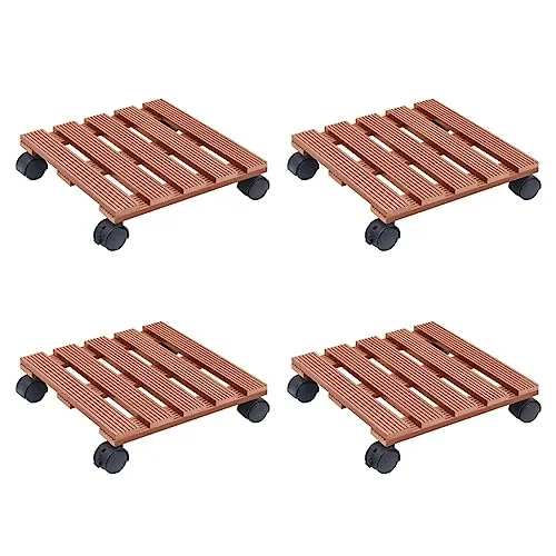 vidaXL Pflanzenroller 4 Stk. Braun 30x30x7,5 cm WPC - Transportroller für Topfpflanzen, aus witterungsbeständigem WPC gefertigt, mit 360° drehbaren Rollen und einer Tragfähigkeit von bis zu 100 kg. Ideal für den Innen- und Außenbereich.