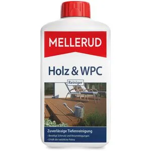 Mellerud Holzreiniger WPC Reiniger 1L - Reinigungsset für alle Holzarten, biologisch abbaubar und leicht in der Anwendung. Ideal für Terrassen, Möbel und mehr – erhält die natürliche Patina!