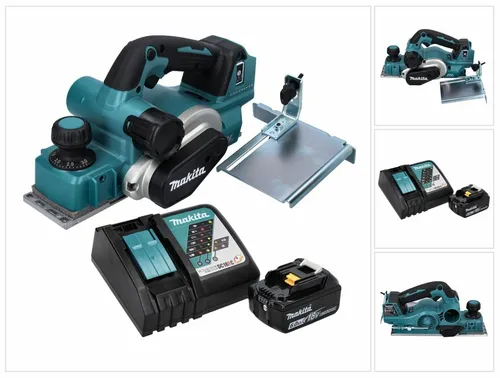 Makita DKP 181 RG1 Hobel 82 mm – Akku Falzhobel mit 6,0 Ah - Akku Elektrohobel mit 82 mm Hobelbreite, leistungsstark und kabellos – ideal für präzise Holzarbeiten und Projekte im Handwerk.