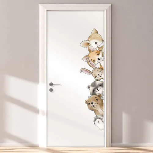 WANDKIND Türaufkleber Kinderzimmer - Handgezeichnete Waldtiere - Wandsticker für Baby- & Kleinkinderzimmer, made in Germany und ungiftig, ideal für eine kreative und sichere Raumgestaltung.