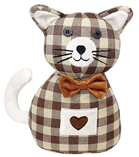 Lashuma Tür Halter Katze Braun Kariert, Türstopper Kaya, Schwerer Türsack Höhe: 26 cm