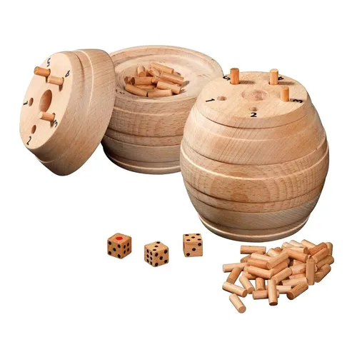 Philos Würfelspiel 6335 - Lustiges Würfelfass für die ganze Familie - Gesellschaftsspiel für 2-10 Spieler ab 6 Jahren. Schneller Spielspaß mit einfachem Regelwerk und nachhaltigem Holz aus bewirtschafteten Wäldern.