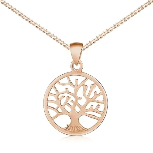 MATERIA Rosegold Anhänger Baum des Lebens - 925 Silber rose vergoldet Ø22mm mit Kette in 45 cm KA-30_K13-45cm