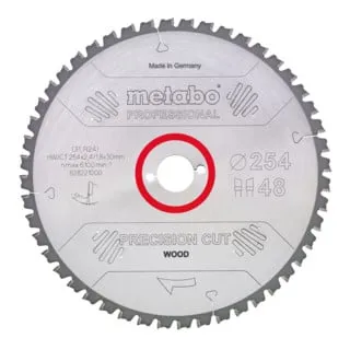 Metabo Kreissägeblatt Precision Cut Wood 628224000, 315 x 30mm - Kreissägeblatt für Holz, 48 Zähne für präzise, geräuscharme Schnitte in Weich- und Hartholz. Hartmetallqualität für langlebige Leistung. Made in Germany.