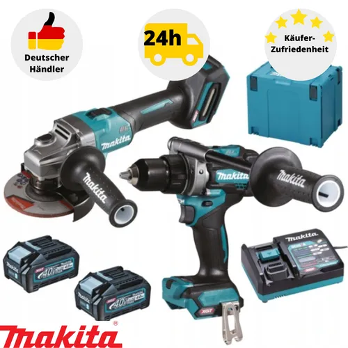 Makita DK0124G201 Combo Set Werkzeug Set DF001G GA005G DC40RA 2x BL4040 Makpac
