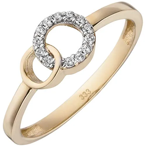 Jobo Damen-Ring aus 8 Karat 333 Gold Bicolor mit 13 Zirkonia Größe 52