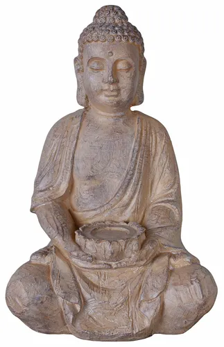 Buddha im Lotussitz Figur Kerzenleuchter Gartenfigur Skulptur Koi Teich Deko