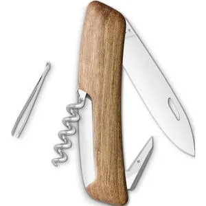 SWIZA D01 Taschenmesser mit Holzgriff, 6 Funktionen - Taschenmesser mit robustem Walnussholzgriff und großer Feststellklinge, ideal für Outdoor-Abenteuer und tägliche Anwendungen. Hergestellt in der Schweiz.