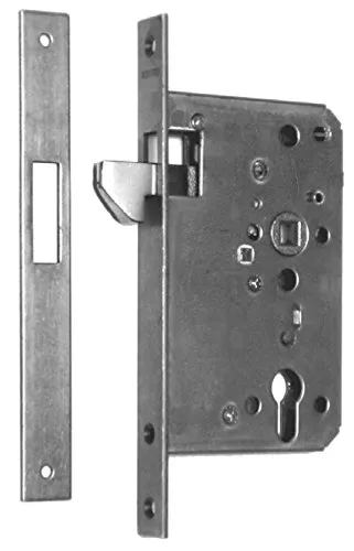 BEVER Schiebetürschloss Nr 142 PZ 60 - Schweres Hakenfallenschloss - Türsicherungen: Extra schweres Hakenfallenschloss aus rostfreiem Edelstahl, ideal für Schiebetüren ab 40 mm Stärke, mit abschließbarer Hakenfalle für maximale Sicherheit.