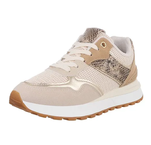 Ital-Design Damen Low-Top Freizeit Sneaker (88930595) in Beige - Sneaker für Damen mit optimaler Passform und robuster Sohle, ideal für Alltag und sportliche Aktivitäten. Leicht und komfortabel für stundenlangen Tragekomfort.