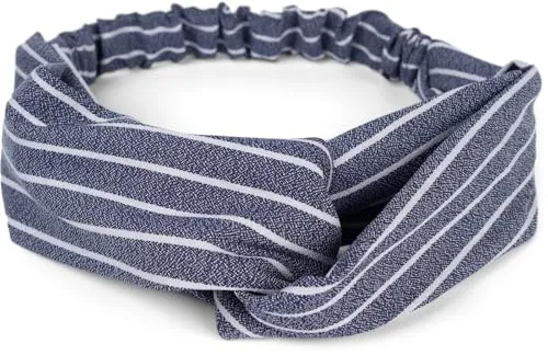 styleBREAKER Damen Haarband mit Streifen Muster, Twist Knoten und Gummizug, Stirnband, Headband, Pinup, Rockabilly 04026038, Farbe:Dunkelblau