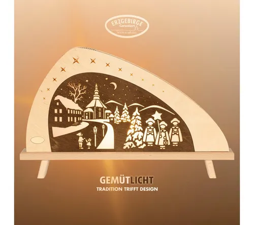weigla Dekoleuchte Erzgebirge - Weihnachtsbeleuchtung mit LED - Weihnachtsbeleuchtung aus Holz, handgefertigt im Erzgebirge, sorgt für eine gemütliche Atmosphäre in Ihrem Zuhause. Ideal als Fensterdeko und liebevolles Geschenk zur Weihnachtszeit.