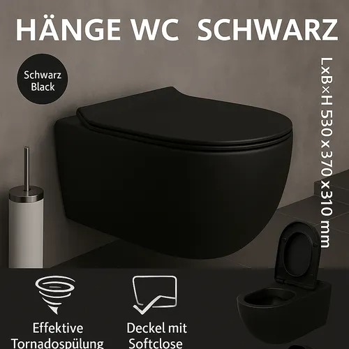 WC Komplettset schwarz mit Soft Close Sitz in schwarz von Structio International
