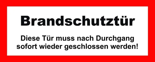 Aufkleber Brandschutztür schließen geschlossen halten DIN 20x8cm I hin_195