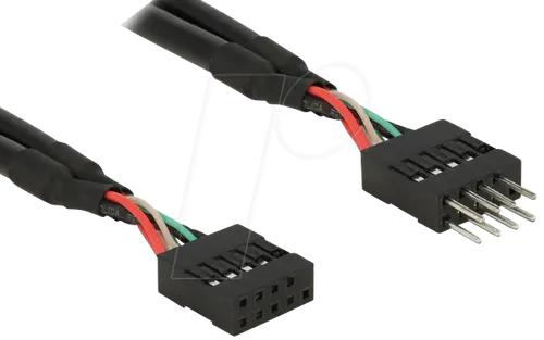 DELOCK 83872 - USB Pinheader Stecker auf Buchse 10pin, 10 cm, ideal zur Verlängerung von USB 2.0 Verbindungen