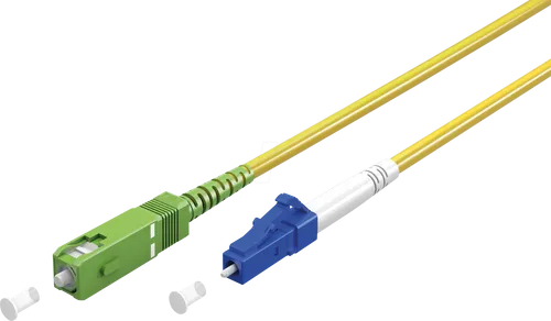 Goobay 59649 Glasfaserkabel 2 m SC/APC LC/UPC FTTH OS2 Gelb - Netzwerkkabel für FTTH-Anwendungen, biegeoptimiert für bis zu 100 Gbit/s, halogenfreier Kabelmantel sorgt für Sicherheit und Stabilität.