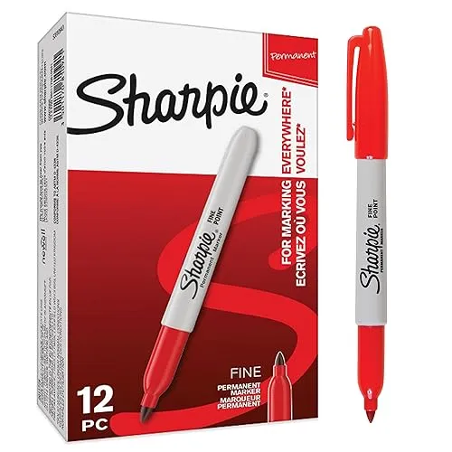 Sharpie Permanent Marker | Marker Stifte mit feiner Spitze | Rot | 12 Stück Market Set