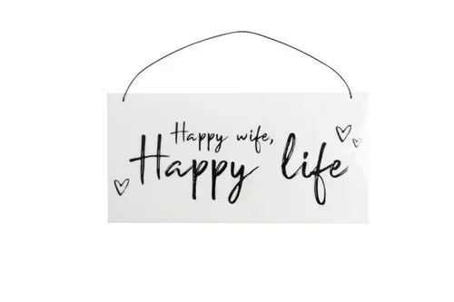 Freese Holzschild Happy wife 22 x 11 x 0,6 cm cm Deko-Accessoires