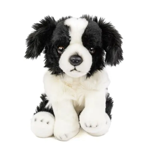 Kuscheltier Hund Border Collie 30 cm - sitzend, schwarz-weiß, kuschelweicher Plüsch, idealer Freund für Kinder und treuer Begleiter