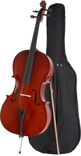 Classic Cantabile CP-100 Cello 4/4 Set mit Bogen und Tasche - Hochwertiges Cello 4/4 mit gesperrter Fichtendecke und Ahorn-Korpus, ideal für Anfänger und Fortgeschrittene. Inklusive Bogen und Tasche für den sicheren Transport.