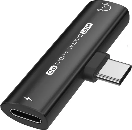 INF USB-C auf 3,5 mm Adapter für Kopfhörer und Ladegerät Schwarz