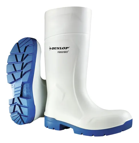 Dunlop Gummistiefel Purofort Foodpro MultiGrip S4 CI SRC, Größe 48 - Gummistiefel für die Lebensmittelbranche, wasserdicht und isolierend bis -20°C. Mit Stahlkappe, rutschfester PU-Sohle und antibakteriellem Innenmaterial für hohen Tragekomfort.
