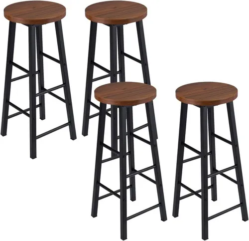 WOLTU 4X Barhocker Bistrohocker - Stabiler Stahlrahmen mit MDF-Sitzfläche - Robuste Barhocker aus Stahl und MDF, ideal für Bars und Küchen. Maximale Belastbarkeit bis zu 120 kg und pflegeleicht mit Antirutsch-Bodenverkleidung.