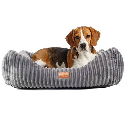 BOUTIQUE ZOO Hundebett 115x100x28 cm Größe XL | Weiches Hundesofa mit Kissen | rutschfest & Waschbar | Hundekörbchen aus Strukturiertem Wildlederimitat | Für große Hunde | Farbe: Grau