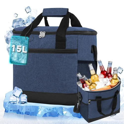 Kühltasche Isolierte Lunchtasche 15L Tragbare Thermotasche Dunkelblau