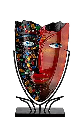 GILDE GLAS art Design Vase - Mehrfarbiges Kunstobjekt für stilvolle Deko - Vasen: Handgefertigte, mehrfarbige Design Vase (H 46 cm) aus dickem Glas, ein einzigartiges Kunstwerk für kreative Deko-Ideen und besondere Geschenke.