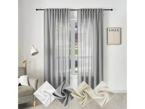 Woltu Gardine (2 St) in Leinenoptik, halbtransparent mit Kräuselband - Elegante halbtransparente Vorhänge in Leinenoptik, ideal für ein gemütliches Ambiente. Pflegeleicht und maschinenwaschbar, bringen sie Licht und Stil in Ihr Zuhause.
